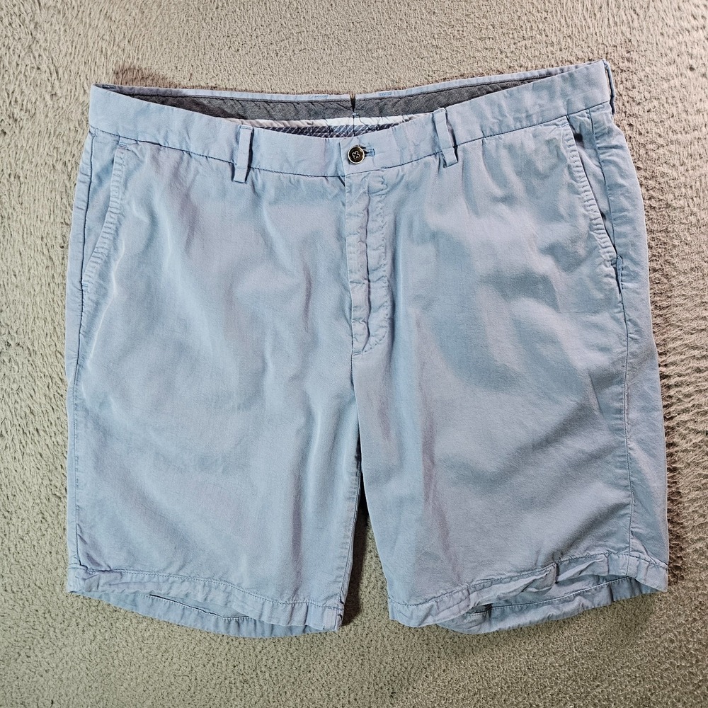 Peter Millar Collection Mens 38 Light Blue Tencel Cotton Blend Flat Front Shorts